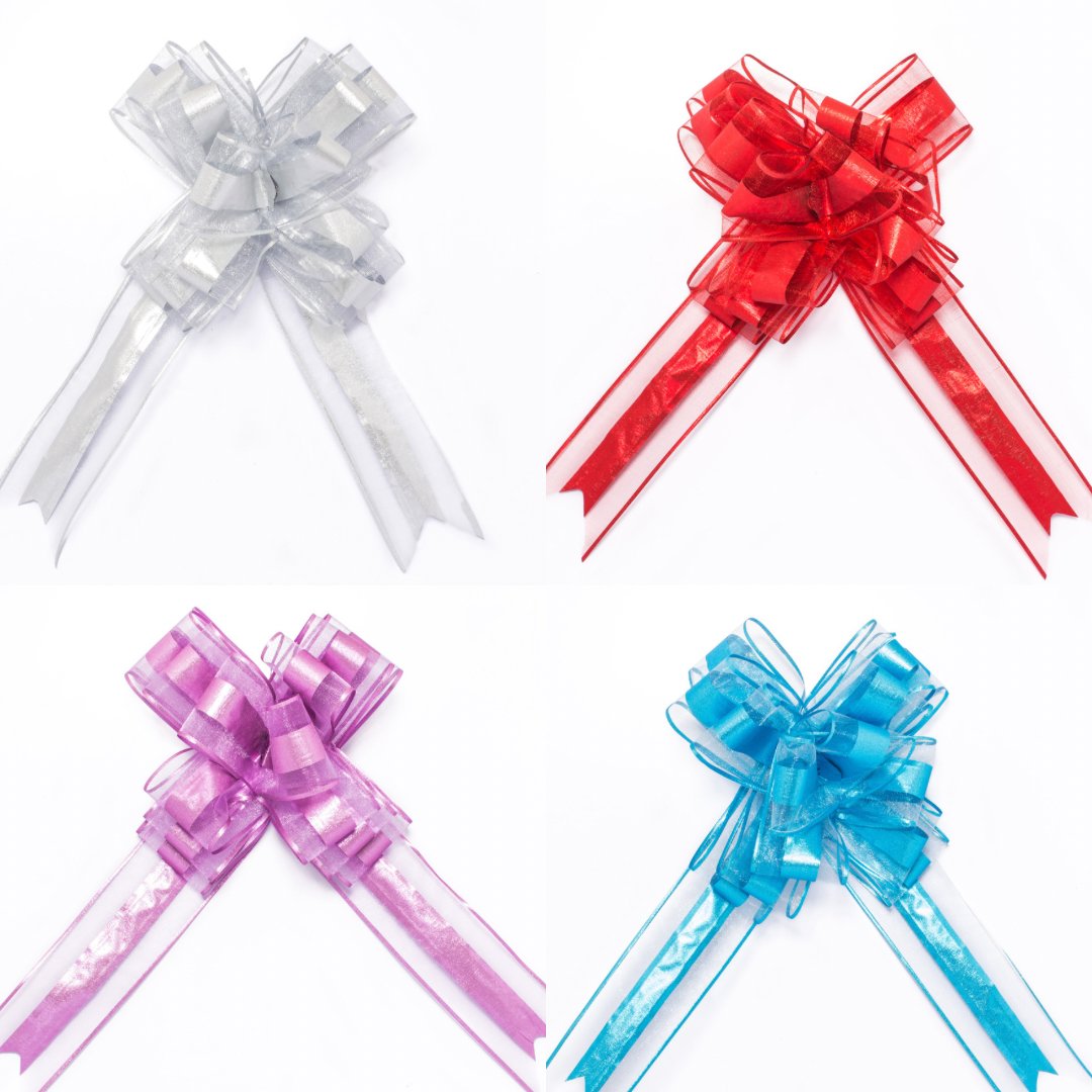 Moño Organza Metálico Gofrado – Etiquetado 