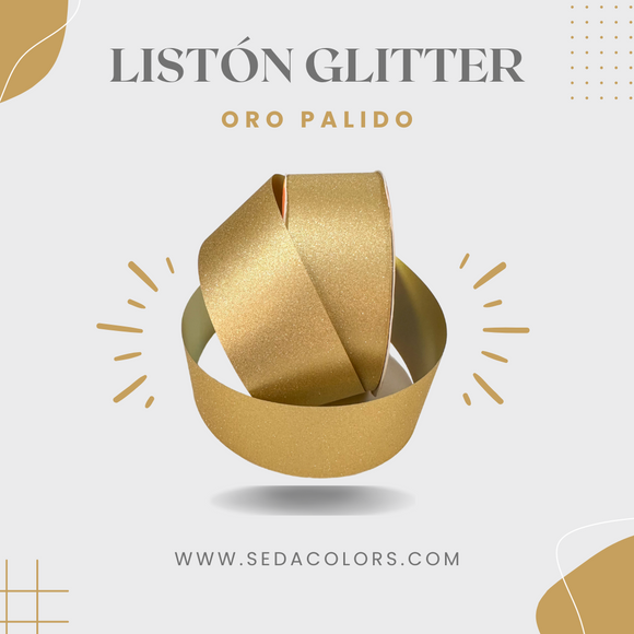 Listón Glitter Oro Palido