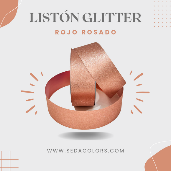 Listón Glitter Rojo Rosado