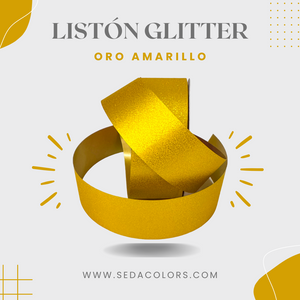 Listón Glitter Amarillo Oro