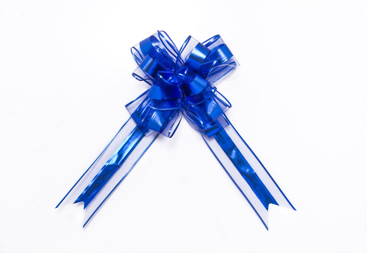 Moño Organza Metálico Mate Azul Rey – Sedacolors Store