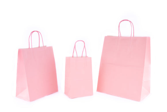 Bolsa Kraft con Asa de Color Rosa Claro