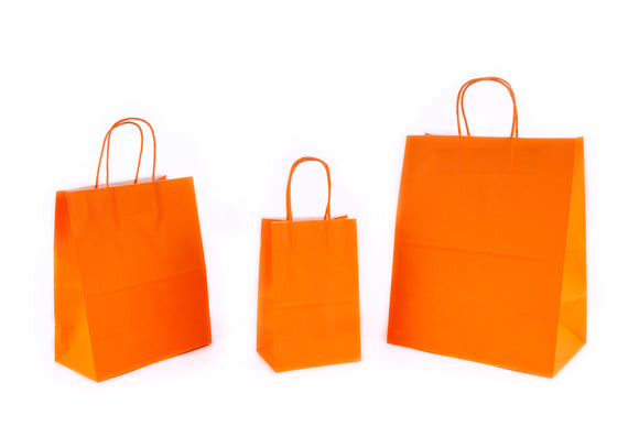 Bolsa Kraft con Asa de Color Naranja