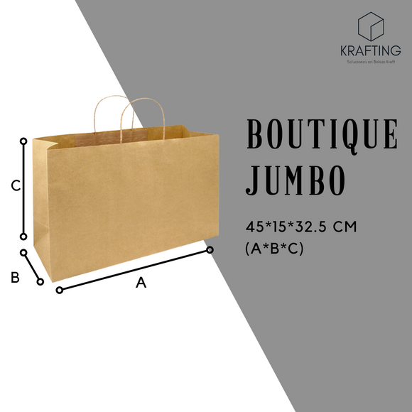 BOLSA DE PAPEL KRAFT CON ASA BOUTIQUE JUMBO