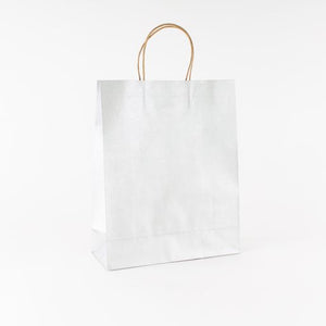 BOLSA DE PAPEL KRAFT CON ASA, VERTICAL GRANDE PLATA