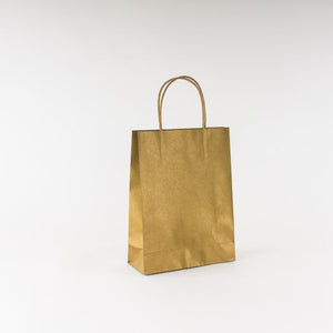 BOLSA DE PAPEL KRAFT CON ASA, VERTICAL MEDIANA ORO